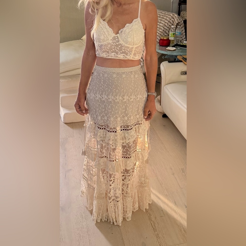 Spell SET Cream Le Guaze Lace 2 pc set skirt&bustier sz (S)both BNWT (more pics) - Picture 8 of 9